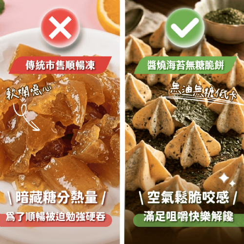 新系列上市！【無糖鹹口味－蛋白脆餅】醬燒海苔－不到1卡的鹹酥脆／高纖／30顆一袋／獨家專利